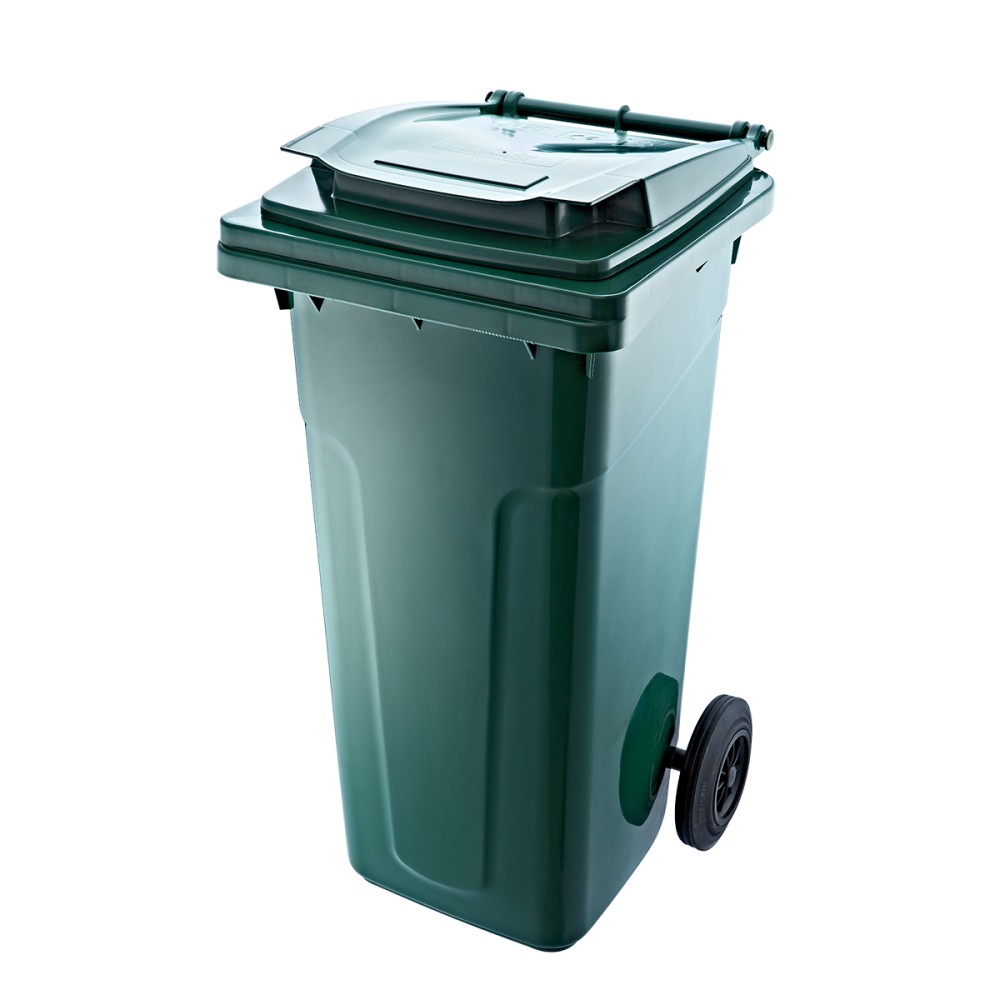 120 litre 2 tekerlekli kapaklı plastik çöp konteyneri